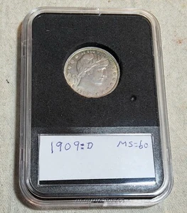 1909-D BARBER QUARTER (25 c.) GREAT UNCIRCULATED CONDITION IN WOODEN DISPLAY BOX - Picture 1 of 14