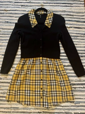 Maje Dress Size 36 / XS Womens Black & Yellow Plaid Layered Preppy Mini — 第 1/4 张图片