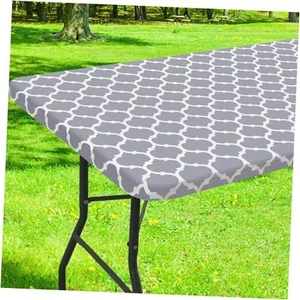 Rectangle Picnic Table Cover, Waterproof Elastic Fitted Camping Tablecloths - Picture 1 of 7