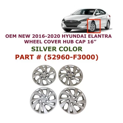 Hyundai Elantra 2016 17 18 19 2020 tapacubos cubierta de rueda plateada (conjuntos) Foto 1 de 2