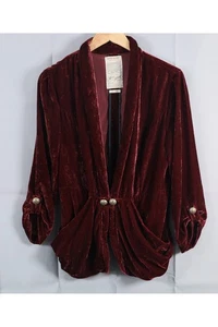 River Island Womens Velvet Blazer Vintage Burgundy Size 12 r1305 - Picture 1 of 13