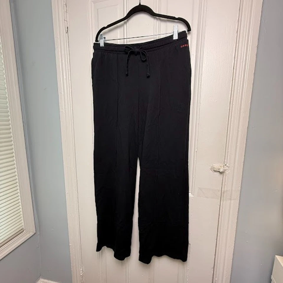 Pantalones de rizo francés QVC Peace Love World para mujer medianos negros anchos nuevos sin etiquetas Foto 1 de 4