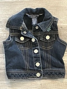 Rocawear Girls Toddler Blue Denim Vest 12 months Embroidered Teal / Aqua Y2K - Picture 1 of 12