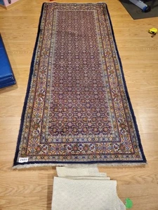 Wool Vintage Blue Handmade Wool Area Rug 79" X 33" Or 6' X 3' - Picture 1 of 24