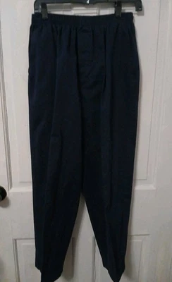 Calça feminina Cabin Creek azul marinho algodão elástica cintura tamanho 14S - Imagem 1 de 3