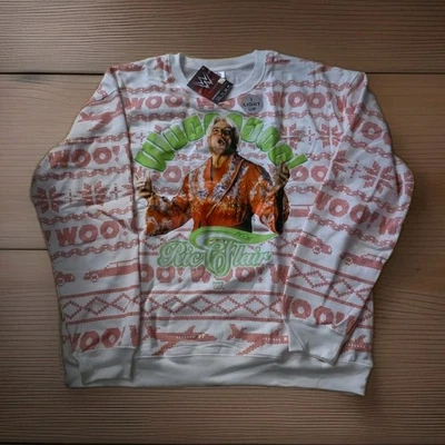 NUEVO CON ETIQUETAS WWE Lucha Libre Ric Flair Estampado Completo Iluminado Feo Navidad Suéter talla 2X Foto 1 de 4