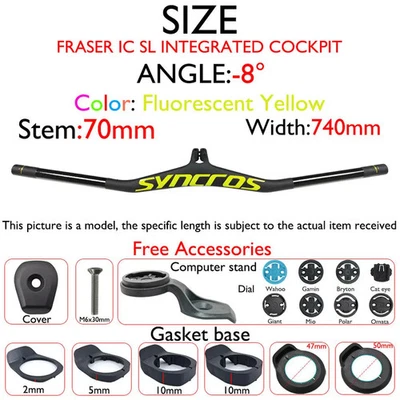 Manillar integrado de fibra de carbono para bicicleta MTB con ángulo de vástago -8/-17/-25 grados Foto 1 de 4