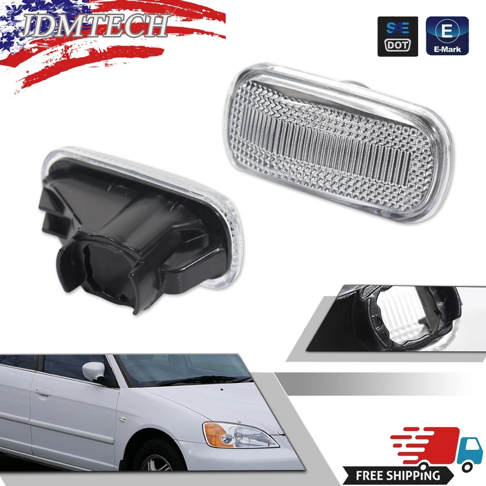 Carcasas de luces de señalización laterales para Honda Civic 2001-09 negras/claras lentes Foto 1 de 4