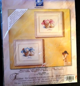 Baby Shoes Cross Stitch DIY Kit by Vervaco Boy or Girl  19 x 16 cm - Picture 1 of 6