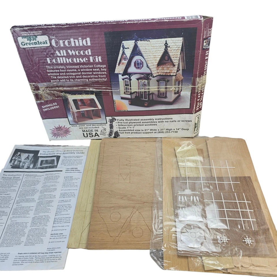 VTG Greenleaf Dollhouse 1993 Orchid #9301 Wood Victorian Cottage Open Box READ - Image 1 of 4