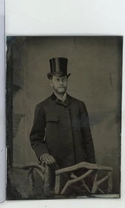Mann im Zylinder mit Mantel Tintype Ferrotype - Bild 1 von 2