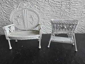 doll house furniture white ornate metal garden bench/planter 1.12th - Picture 1 of 3