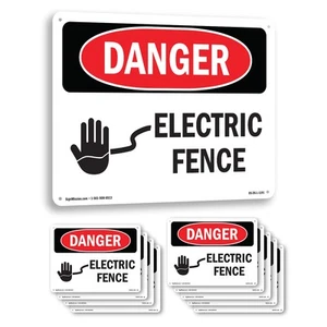 Electric Fence OSHA Danger Sign Metal, Plastic, Or Decal - 5 or 10 Pack - Picture 1 of 47