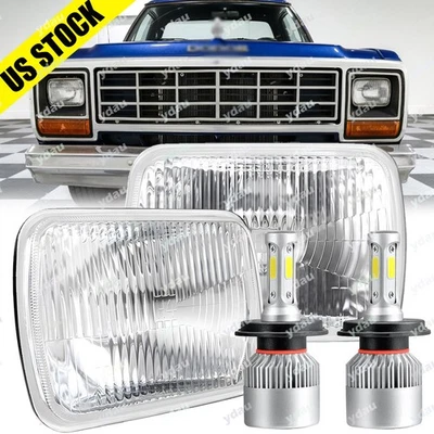 Par de faros LED DRL 5x7 7x6 para Dodge W150/250/350 Ramcharger D100/150/250 Foto 1 de 4