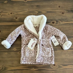 Baby Jessica Simpson Robe 0-9 Months Taupe White Polka Dot - Picture 1 of 5
