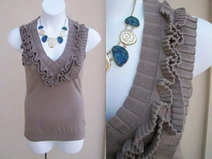 Banana Republic Monogram Merino Wool sweater size M FALL origami ruffle top vest - Picture 1 of 5