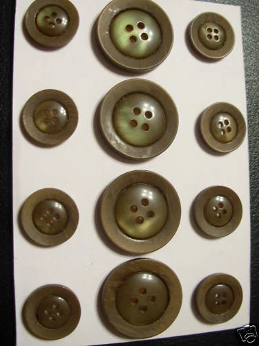  BLAZER suit Coat BUTTON Set 4h 24/36 Horn Effect Rim / Pearl Finish Spinach 12p - Image 1 of 1