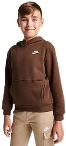 Nike All Kids Fit Sportswear Club Fleece Hoodie Sweatshirt Brown Size S - Picture 1 of 1