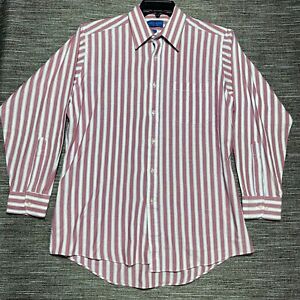 Towncraft Button Up Shirt Men's 16 - 32/33 Striped Vintage White Purple Fitted
