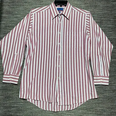 Camisa Towncraft abotonada para hombre 16-32/33 rayas vintage blanca púrpura ajustada Foto 1 de 4