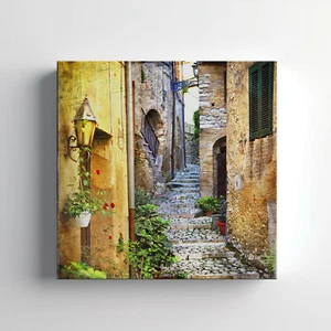 Streets Of Italy Vintage Canvas Print Wall Art, Stylish Home Decor Wall Hanging - Picture 1 of 12