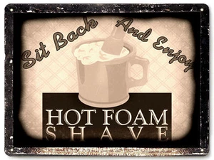 BARBER DECOR / HOT FOAM SHAVE SIGN VINTAGE STYLE ART 006 - Picture 1 of 1