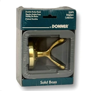 Donner 303PB Brighton Collection Solid Brass Double Robe Hook By Moen New/Sealed - Picture 1 of 3