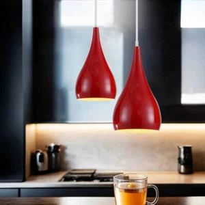 Single Red Pendant Light Modern Hanging Ceiling Light Fixture for Bar Cafe Shop - Picture 1 of 11