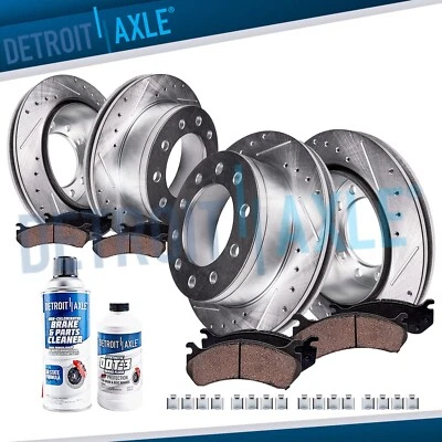 10 piezas de rotores de freno delanteros traseros perforados pastillas de freno para 2013-2024 Ram 4500 5500 Foto 1 de 4