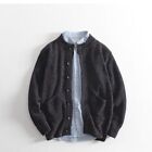 Men Knitted Cardigan Jacket Coat Sweater Casual Japanese Retro Plain Pocket