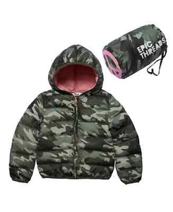 Epic Threads Big Girls Packable Jacket w/Bag Camo Pink Lining Sz 5 NWT FREE SHIP - Picture 1 of 3