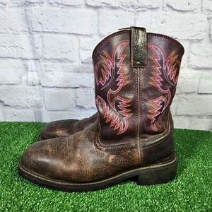 Ariat Western Work Boots Women 10 B Krista Steel Toe Brown Pink Style 10009494 - Picture 1 of 10