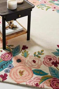 Araceli Floral Ivory Modern Hand-Tufted 100% Wool Area Rug Carpet - Picture 1 of 4