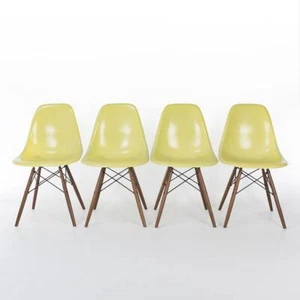 Herman Miller Eames DSW Lemon Yellow Set (4) Original Vintage Side Shell Chairs - Picture 1 of 8