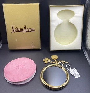 Neiman Marcus/IRVING RICE Double Sided Mirror  ~ Be Charming, Be Lucky W/Box - Picture 1 of 7