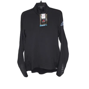 Adidas Womens Climalite Shirt Polartec Reflective Quarter Zip Long Black SZ L - Picture 1 of 17