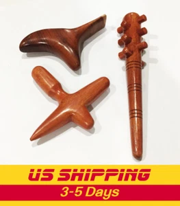 Masajeador de 3 pies dedos, alas, cruzado cuerpo completo mano espalda cuello músculo madera roja - Imagen 1 de 2