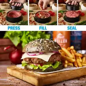 Non Stick 3 IN 1 Stuffed Burger Press Hamburger Patty Molds Maker Sliders BBQ US - Picture 1 of 4