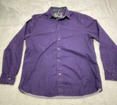 Camisa English Laundry LS Para Hombre Etiquetada L Púrpura Rojo Estrella y Punto Patrón Foto 1 de 4