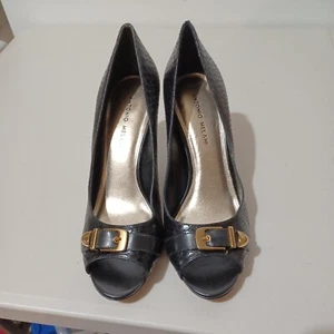Tacones negros antonio melani para mujer talla 10 punta abierta usados - Imagen 1 de 6