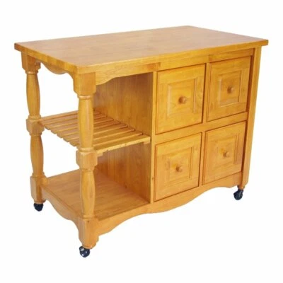 Sunset Trading Oak Selections Oak Selections Regal Wood Kitchen Cart in Oak - Image 1 of 4