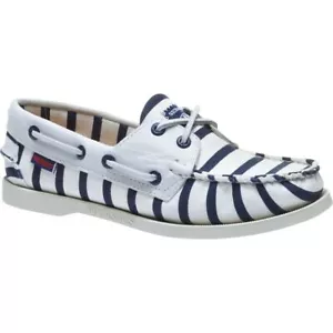 Sebago Spinnaker Stripe Mujer Cubierta Zapato 70006k0/954 Blanco / Azul Marino - Imagen 1 de 1