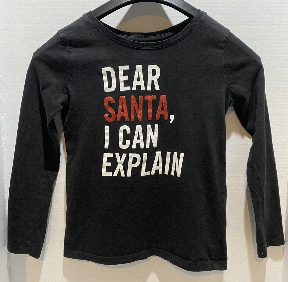 Dear Santa, I Can Explain Kids long sleeve shirt Black M(7-8) - Image 1 of 4