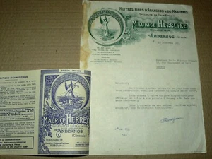 Lettre Ancienne Prospectus Publicitaire Huîtres Arcachon Andernos Ostréiculture - Picture 1 of 2