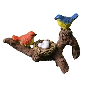 Garden Ornament Animals Birds Small Bird Nest Outdoor Statues Ornaments Decor - Picture 1 of 12