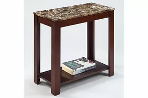 CHAIR SIDE END TABLE FAUX MARBLE PRINT TOP. - Picture 1 of 1