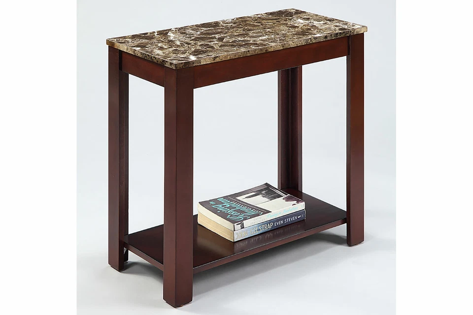 CHAIR SIDE END TABLE FAUX MARBLE PRINT TOP. - Image 1 of 1