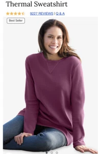 Women’s Soft Thermal Sweat Shirt 3XL 30/32 Burgundy Woman Within - Picture 1 of 3