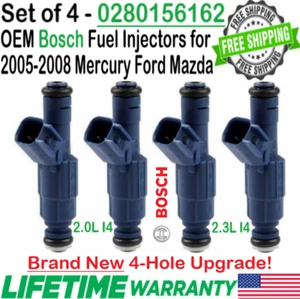 NEW x4 Bosch OEM 4-Hole Upgrade Fuel Injectors for 2005-2007 Ford Escape 2.3L I4 - Picture 1 of 6