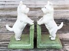 Cast Iron Pair Of White Scottish Terrier Dog Retro Heavy Bookends